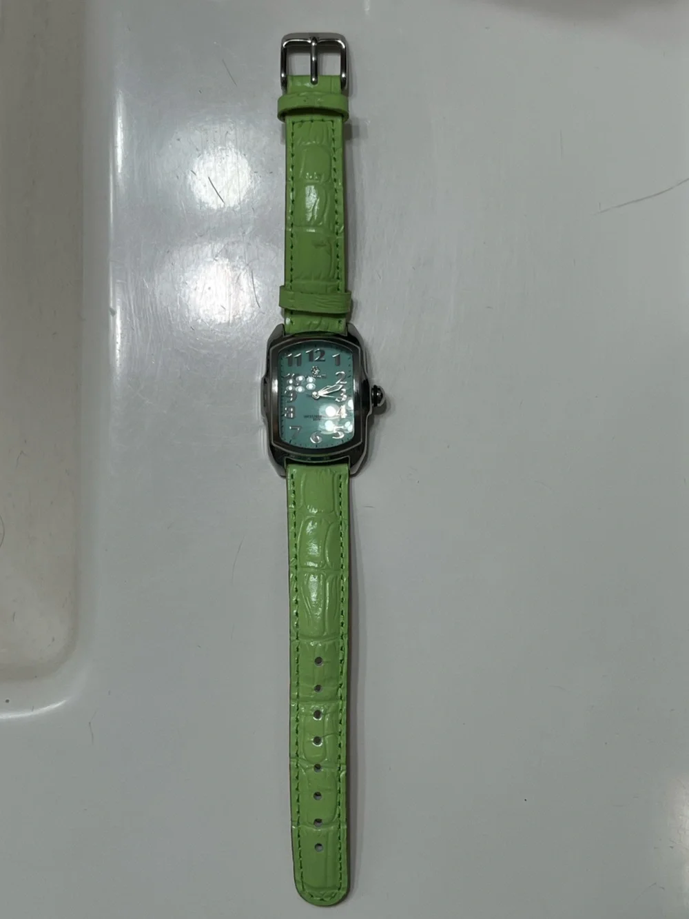 Pastorelli Ladies' Quartz Analog Stainless Steel Watch with Lime Leather Strap